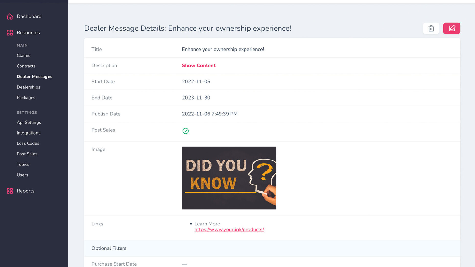 Manage Messages